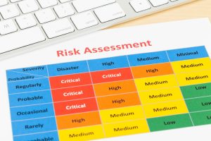 A risk assessment form on a desk
